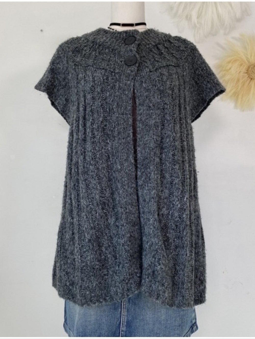 Sonoma Womens Y2K Chunky Knit Cardigan Sweater Size L Open Front Grunge Twee